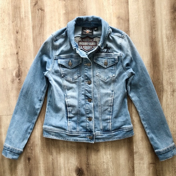 Harley-Davidson, Womens, Winged‎ Logo, Denim Jean Jacket, XS, Good Condition - Picture 3 of 15